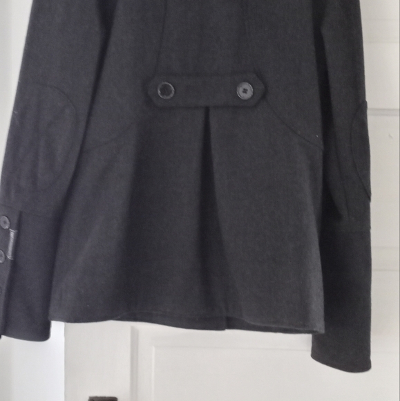 Vintage Peacoat Blazer Dark Gray Wool Blend Cropped Double Breasted DC Brand - Picture 7 of 13